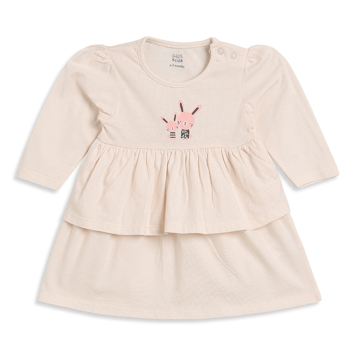 Baby Girls Cream Sage Cotton Dress Pack of 2 Regular Fit Casual Wear