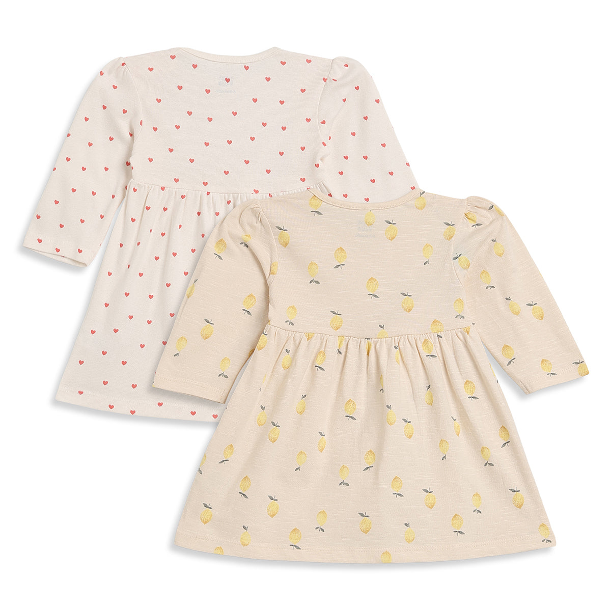 Baby Girls Cream Cotton Printed Dresses Pack of 2 Regular Fit