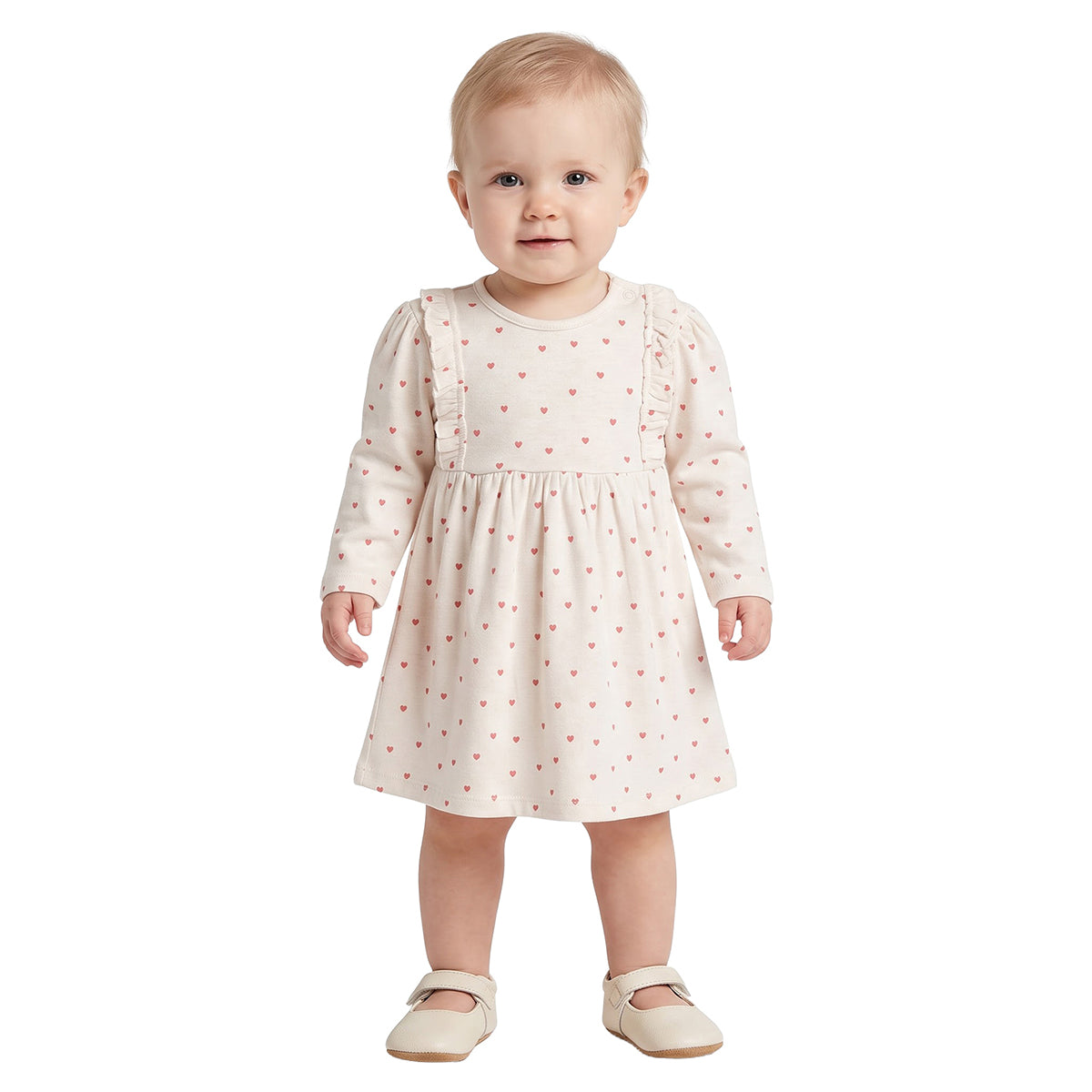Baby Girls Cream Cotton Printed Dresses Pack of 2 Regular Fit