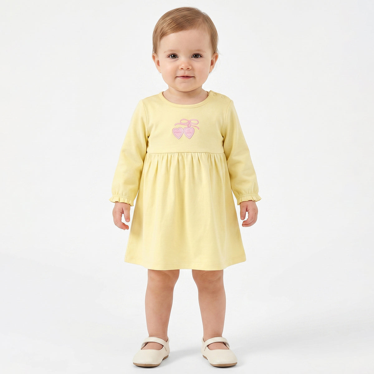 Baby Girls Yellow and Mint Green Cotton Dresses Pack of 2 Regular Fit