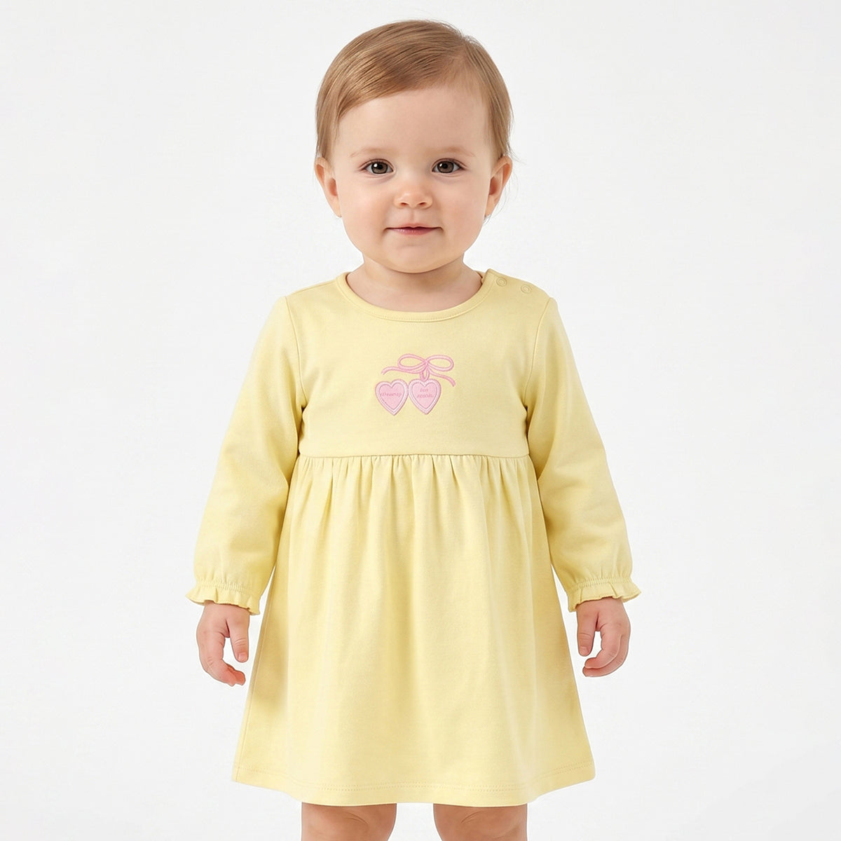 Baby Girls Yellow and Mint Green Cotton Dresses Pack of 2 Regular Fit