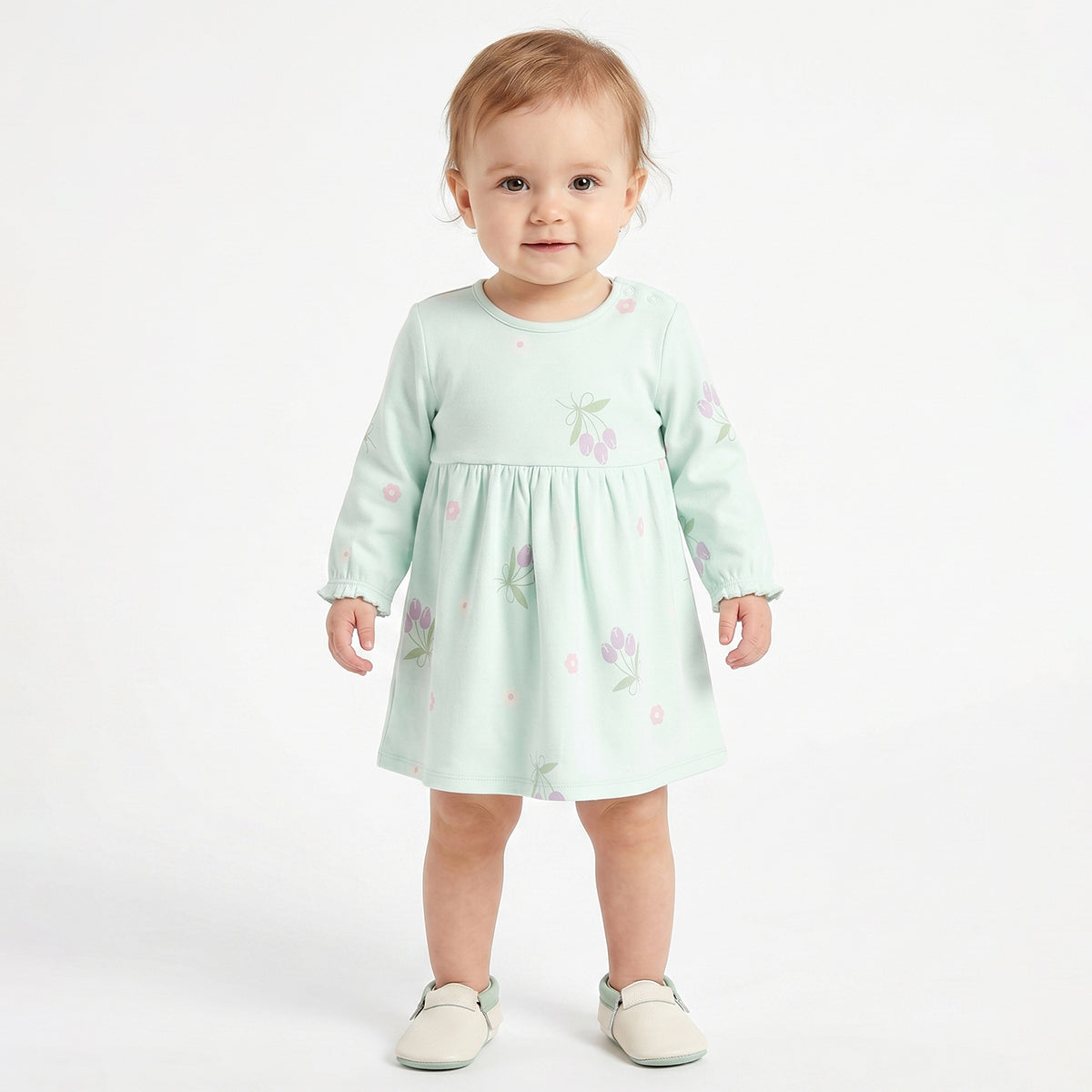 Baby Girls Yellow and Mint Green Cotton Dresses Pack of 2 Regular Fit