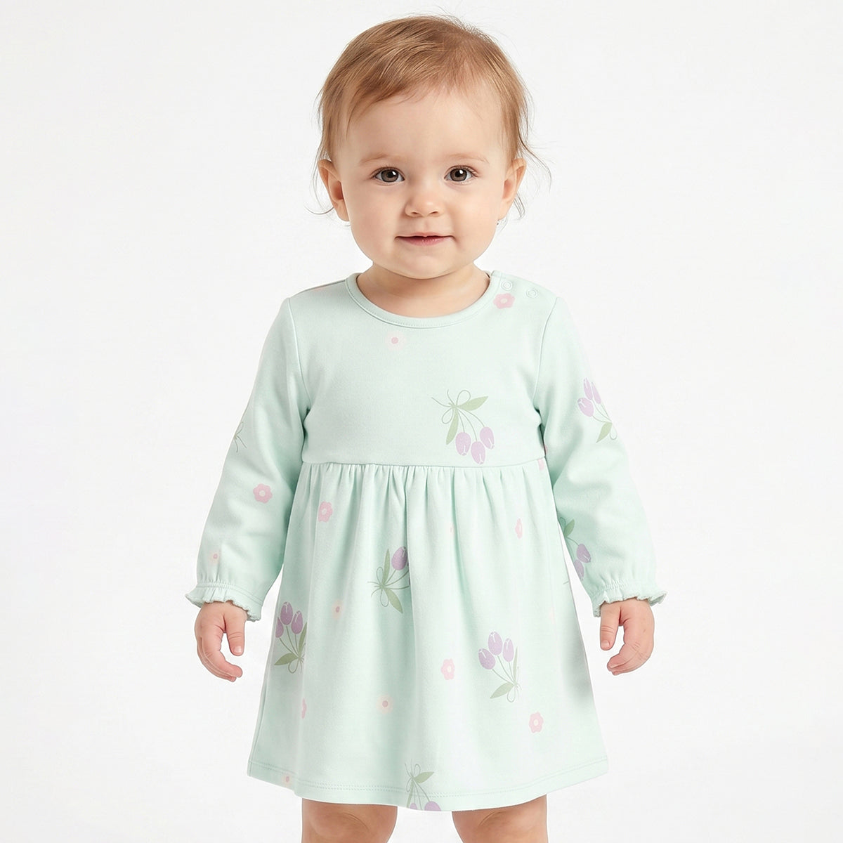 Baby Girls Yellow and Mint Green Cotton Dresses Pack of 2 Regular Fit