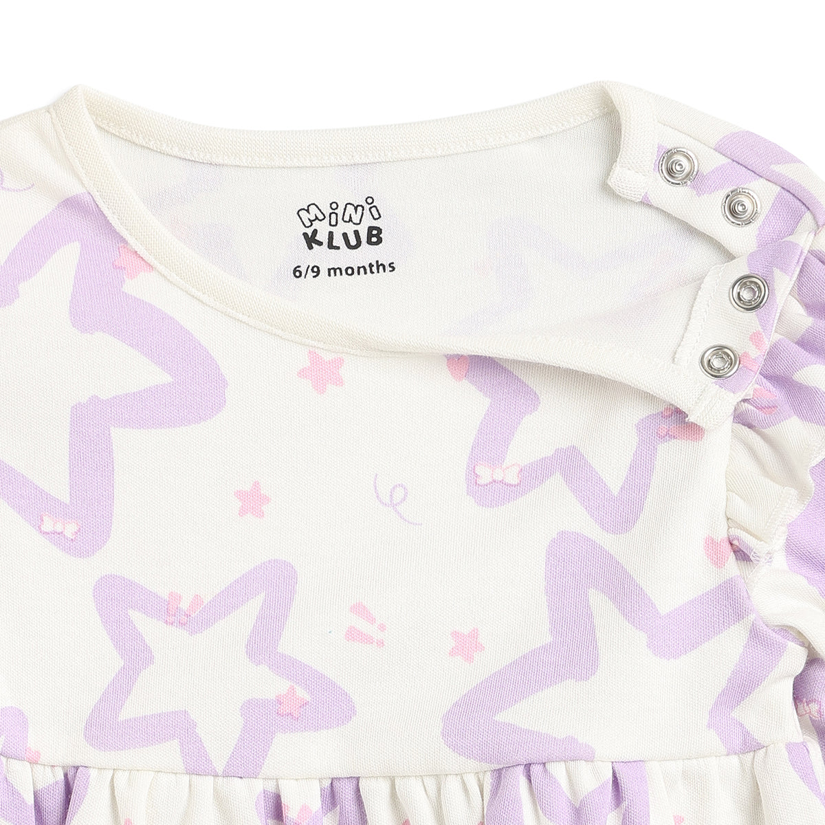 Baby Girls Off White and Lavender Cotton Dresses Pack of 2 Regular Fit.