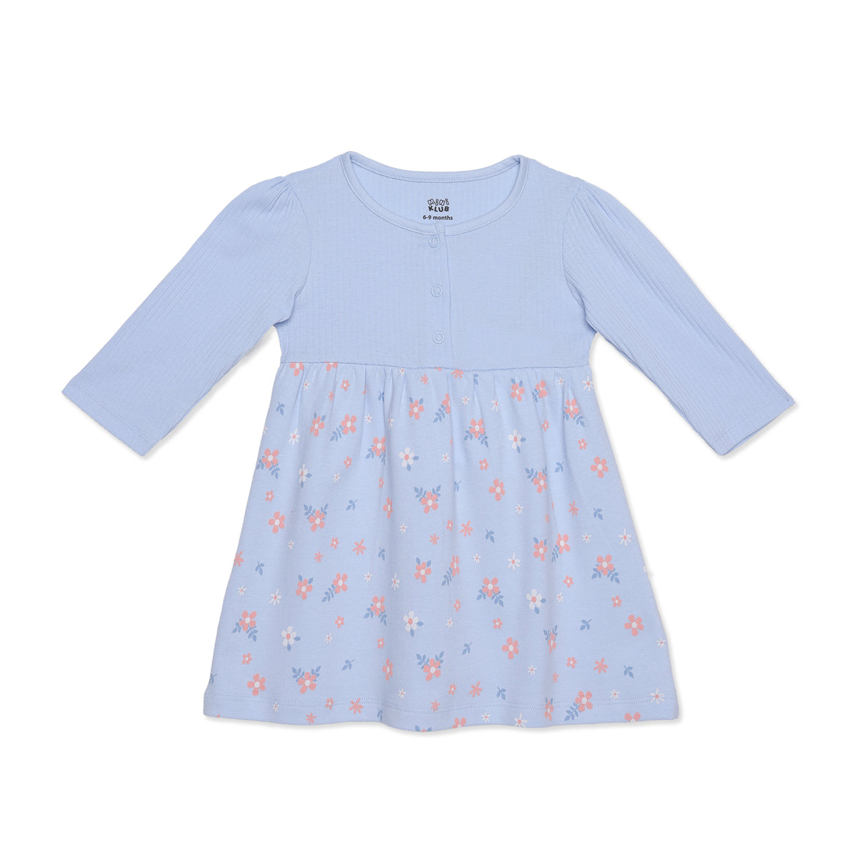 Baby Girls Blue and Peach Cotton Dresses Pack of 2 Regular Fit Casual Kids Dresses