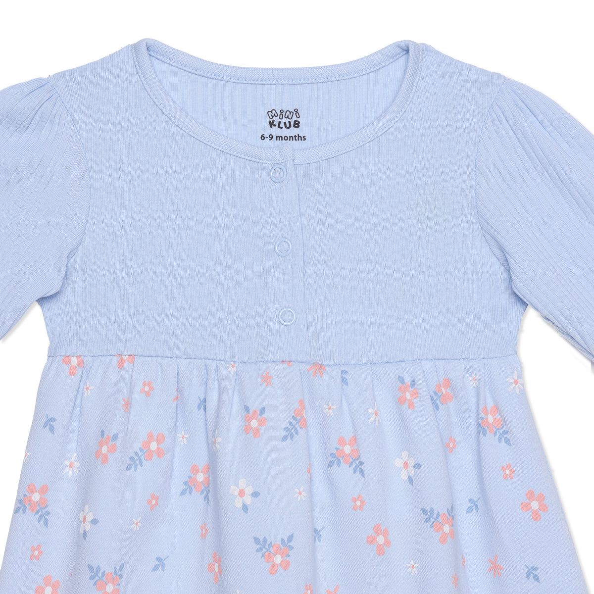 Baby Girls Blue and Peach Cotton Dresses Pack of 2 Regular Fit Casual Kids Dresses