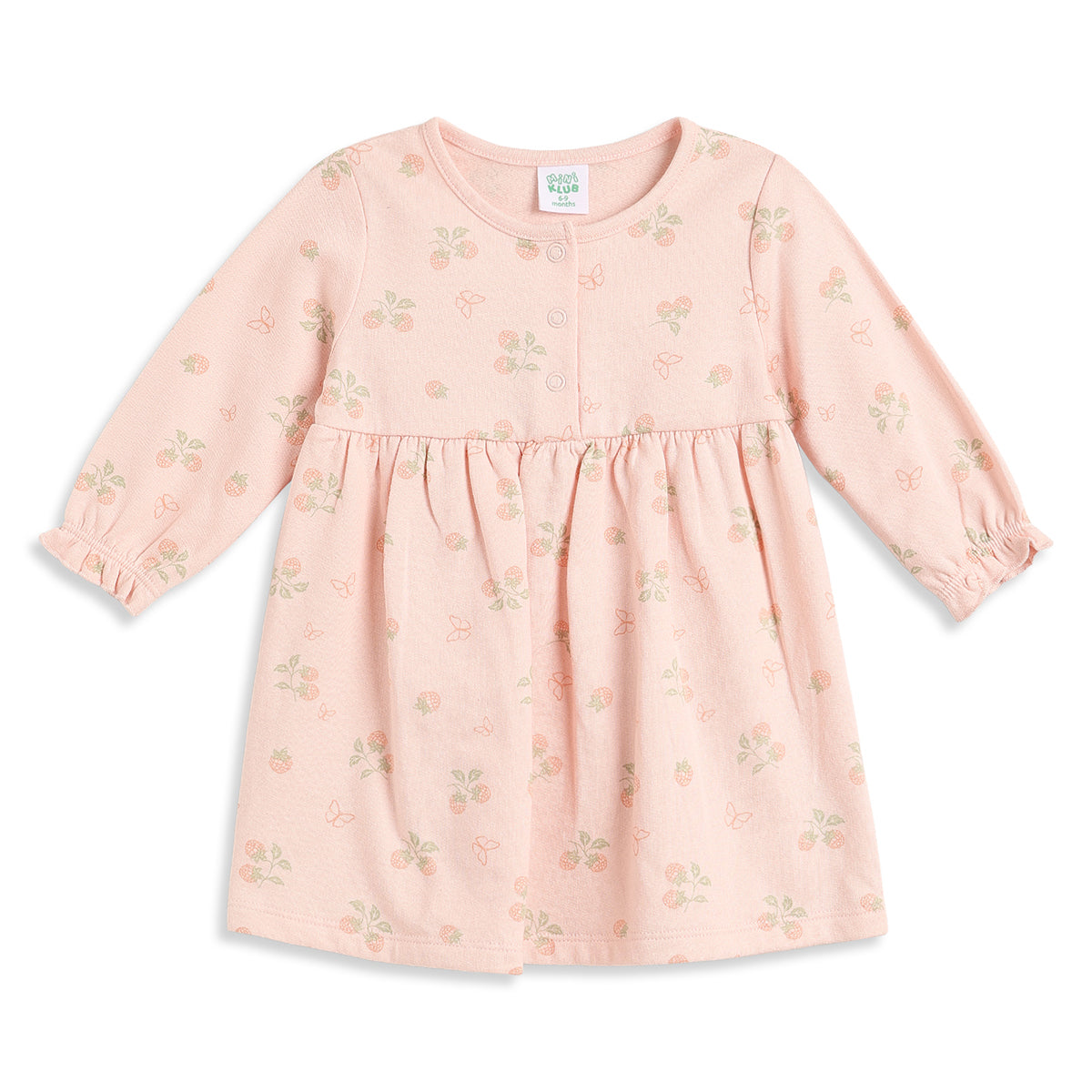 Baby Girls Peach and Off White Cotton Printed Dress Pack of 2 Regular Fit.
