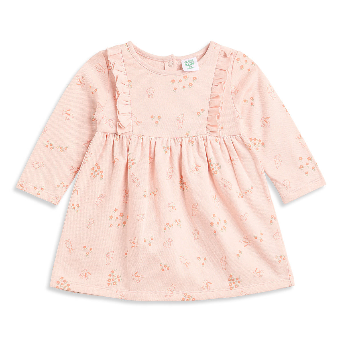 Baby Girls Peach Cotton Printed Dress Pack of 2 Regular Fit.