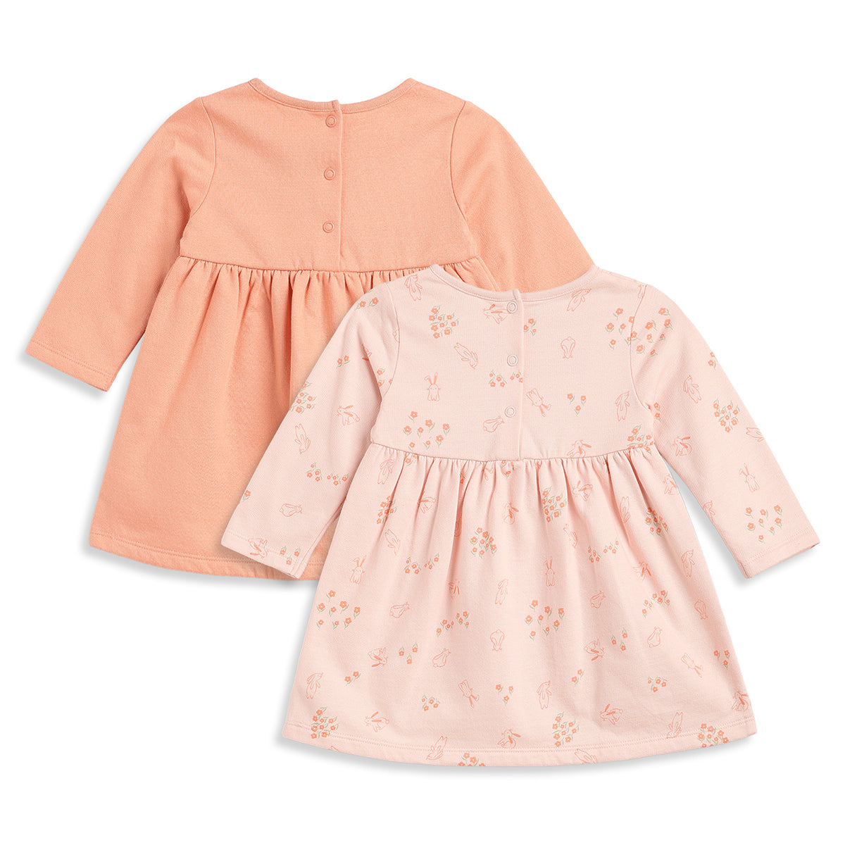 Baby Girls Peach Cotton Printed Dress Pack of 2 Regular Fit.