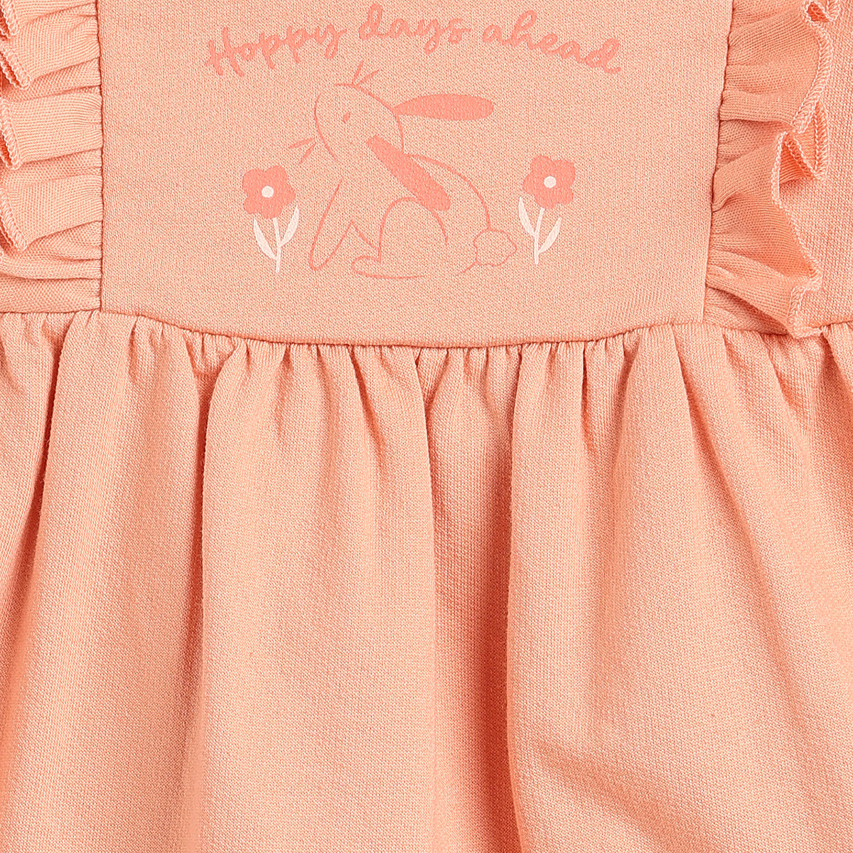 Baby Girls Peach Cotton Printed Dress Pack of 2 Regular Fit.