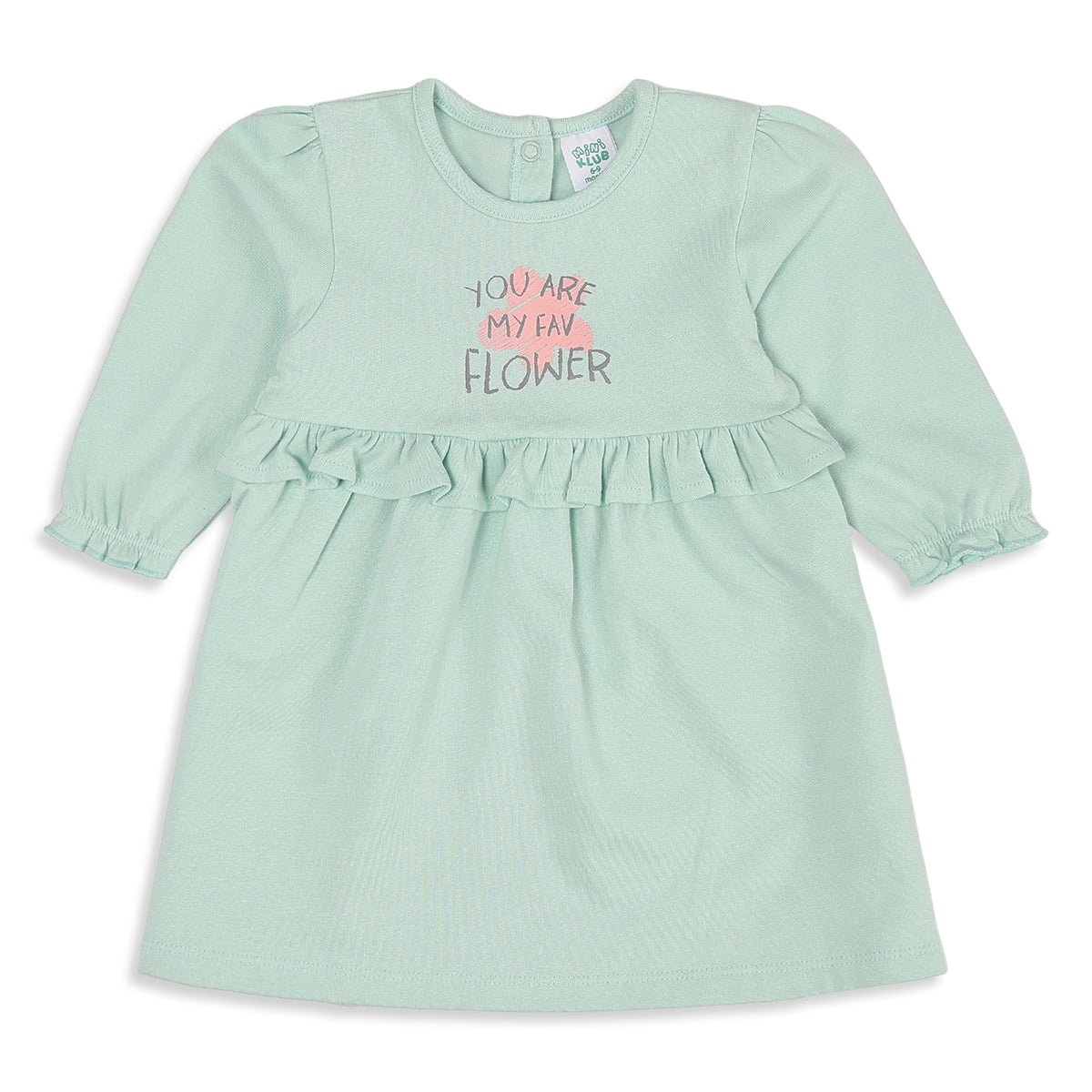 Baby Girls Cream and Mint Green Cotton Blend Printed Ruffle Dresses Pack of 2 Regular Fit Casual Wear