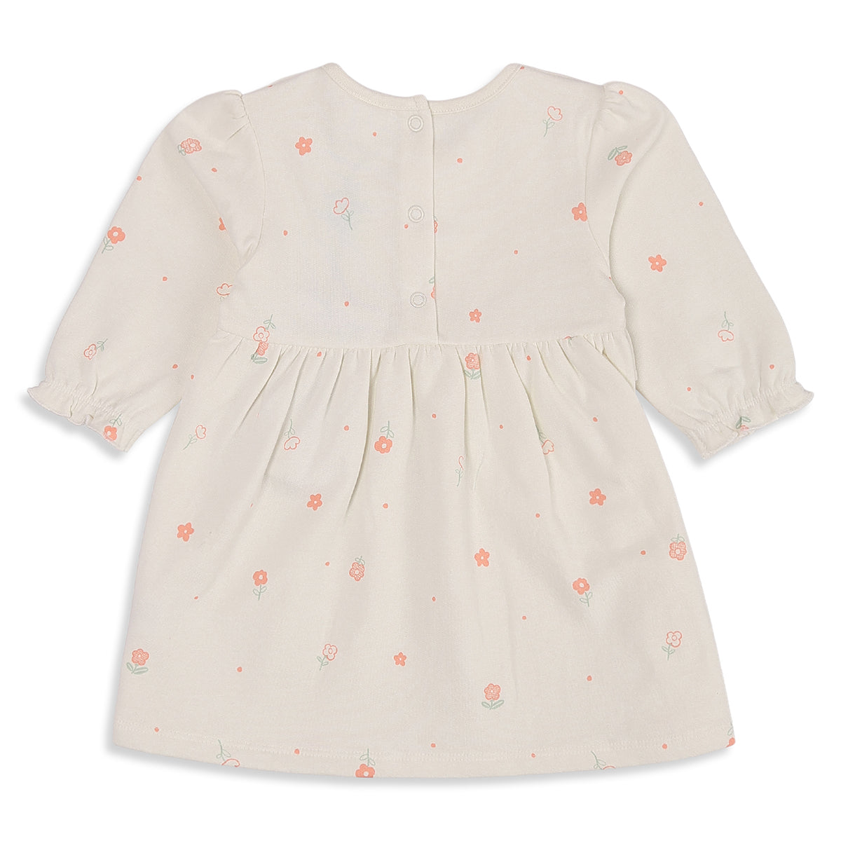 Baby Girls Cream and Mint Green Cotton Blend Printed Ruffle Dresses Pack of 2 Regular Fit Casual Wear