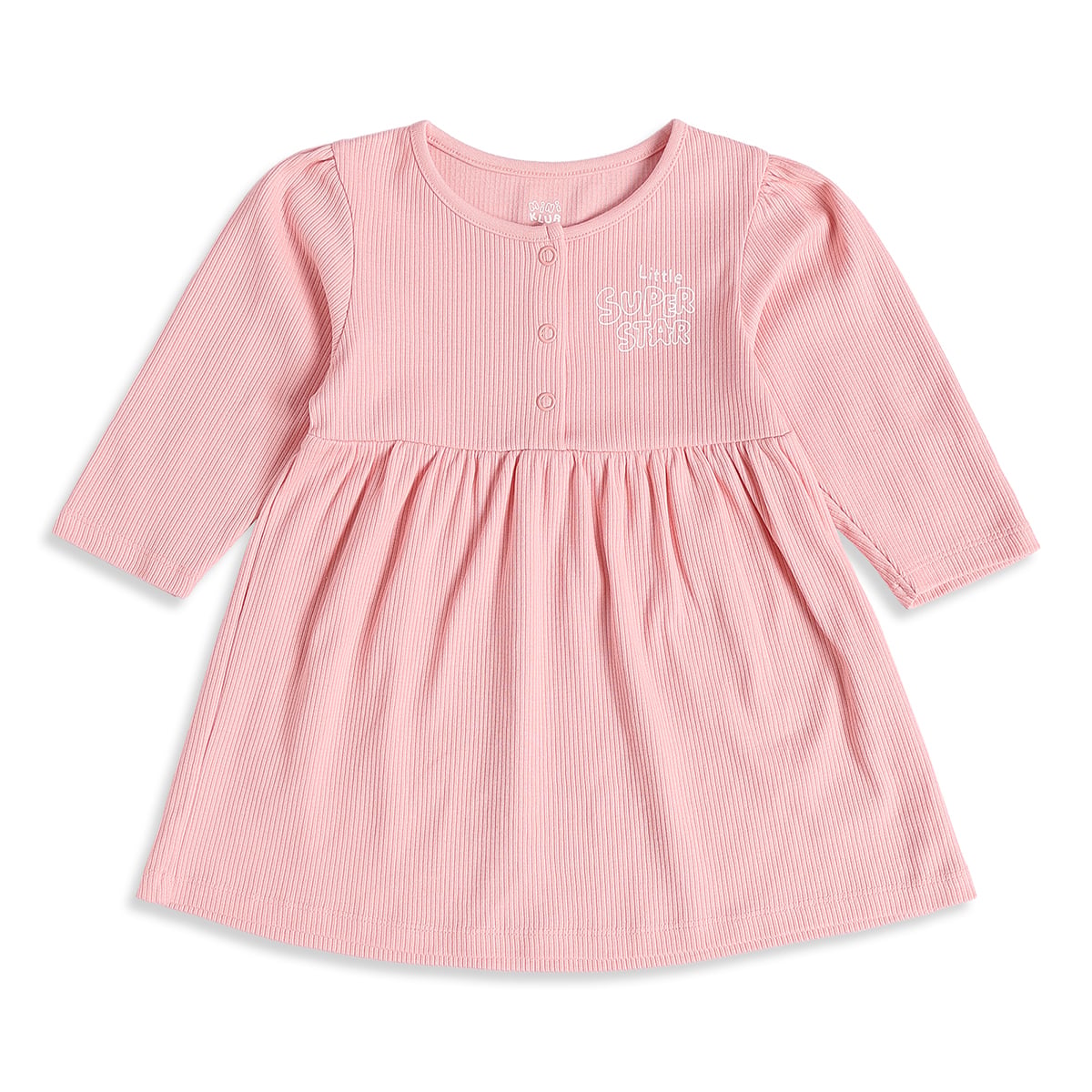 Baby Girls Pink And Off-White Cotton Printed Dresses Pack Of 2 Regular Fit Casual Wear