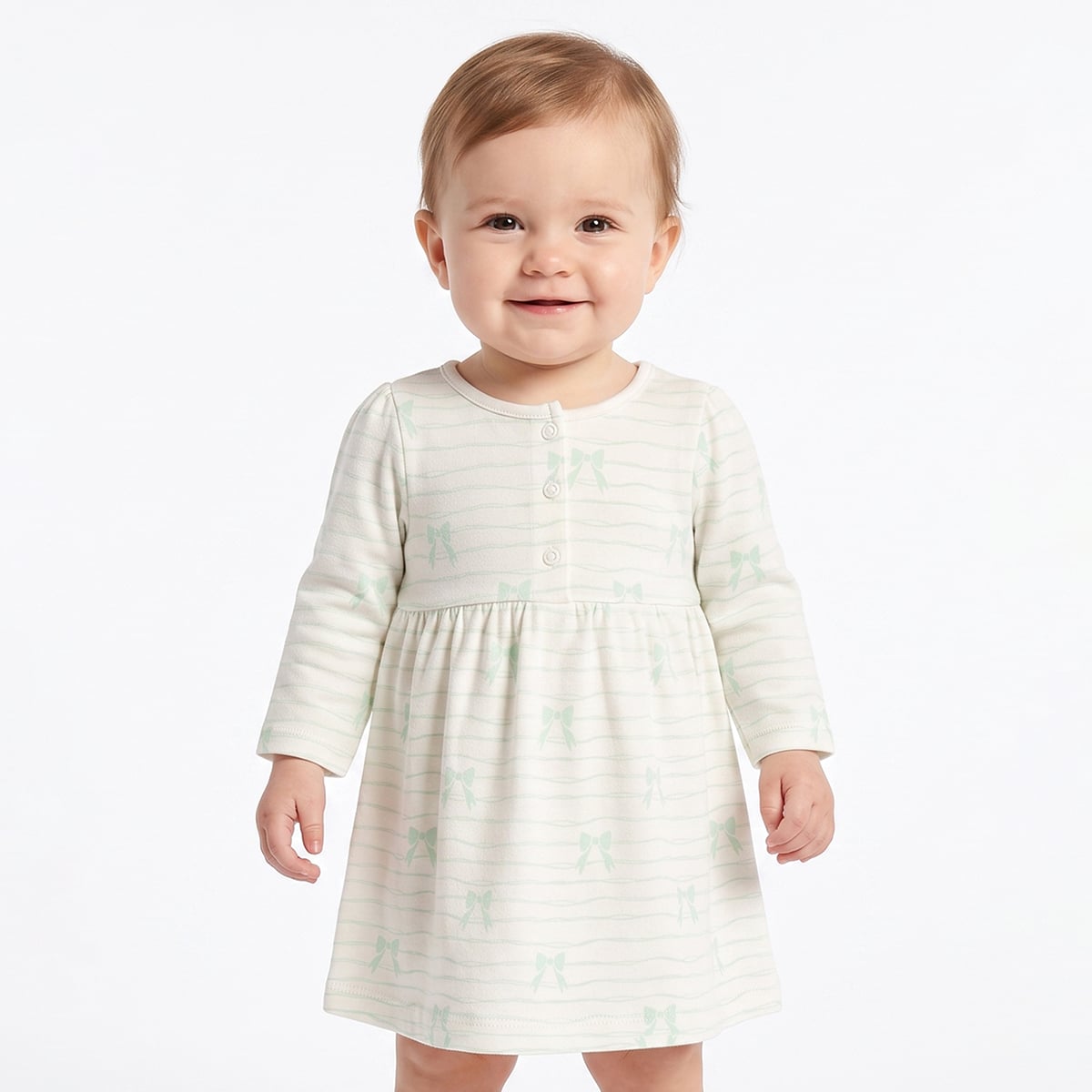 Baby Girls Pink And Off-White Cotton Printed Dresses Pack Of 2 Regular Fit Casual Wear