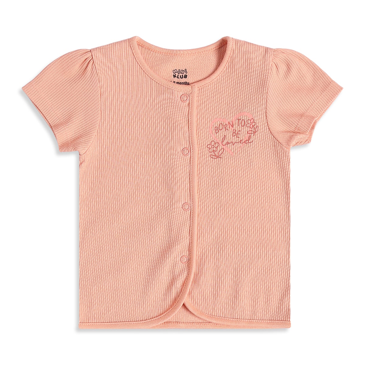Baby Girls Pink And Peach Cotton Printed Front Open Vests Pack Of 2 Regular Fit Casual Wear