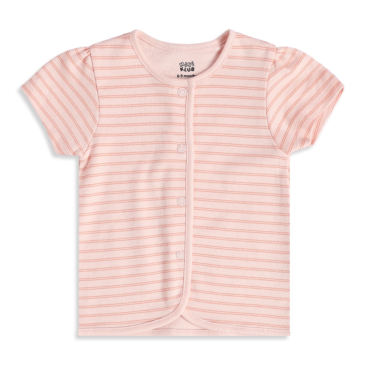 Baby Girls Pink And Peach Cotton Printed Front Open Vests Pack Of 2 Regular Fit Casual Wear
