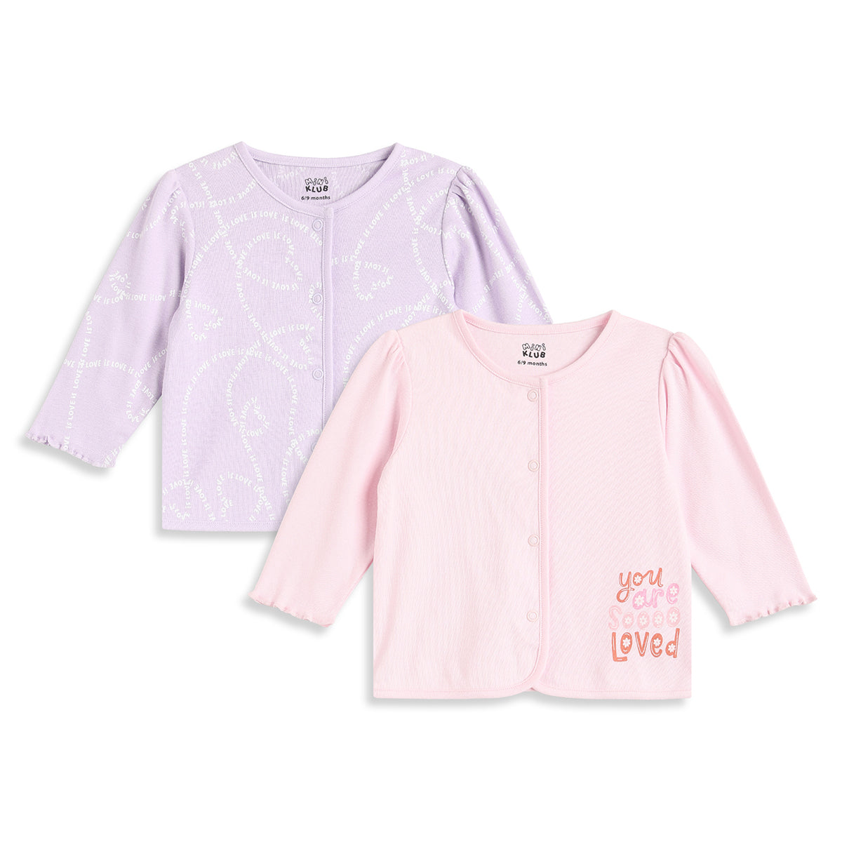 Baby Girls Pink and Purple Cotton Front Open Vest Pack of 2 Regular Fit.