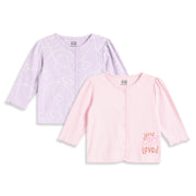 Baby Girls Pink and Purple Cotton Front Open Vest Pack of 2 Regular Fit.
