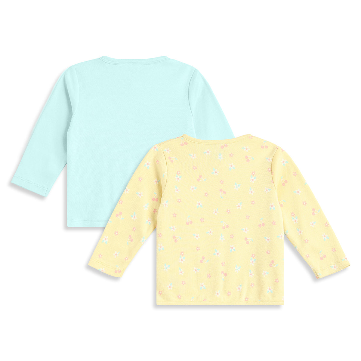 Baby Girls Blue and Yellow Cotton Front Open Vest Pack of 2 Regular Fit.