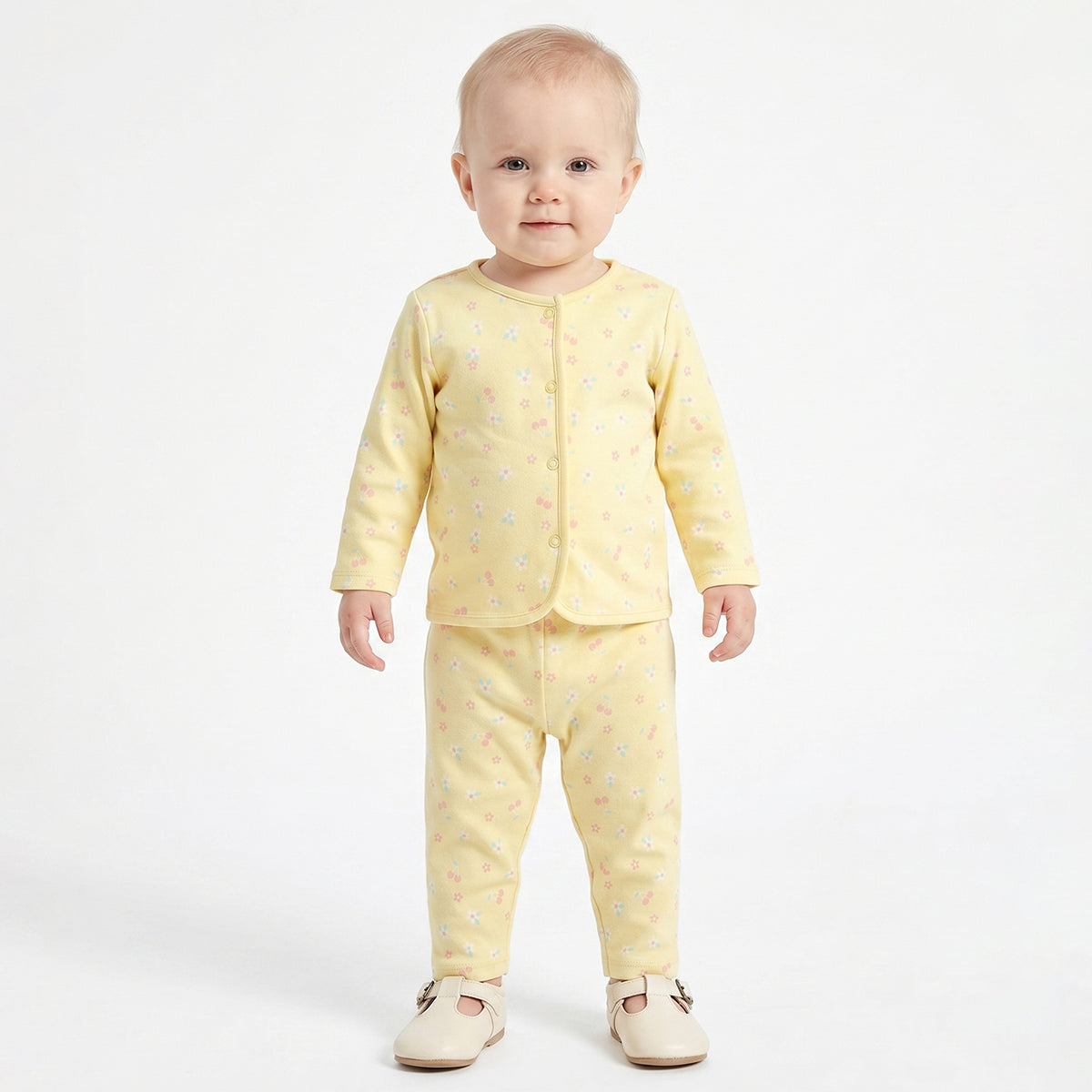 Baby Girls Blue and Yellow Cotton Front Open Vest Pack of 2 Regular Fit.