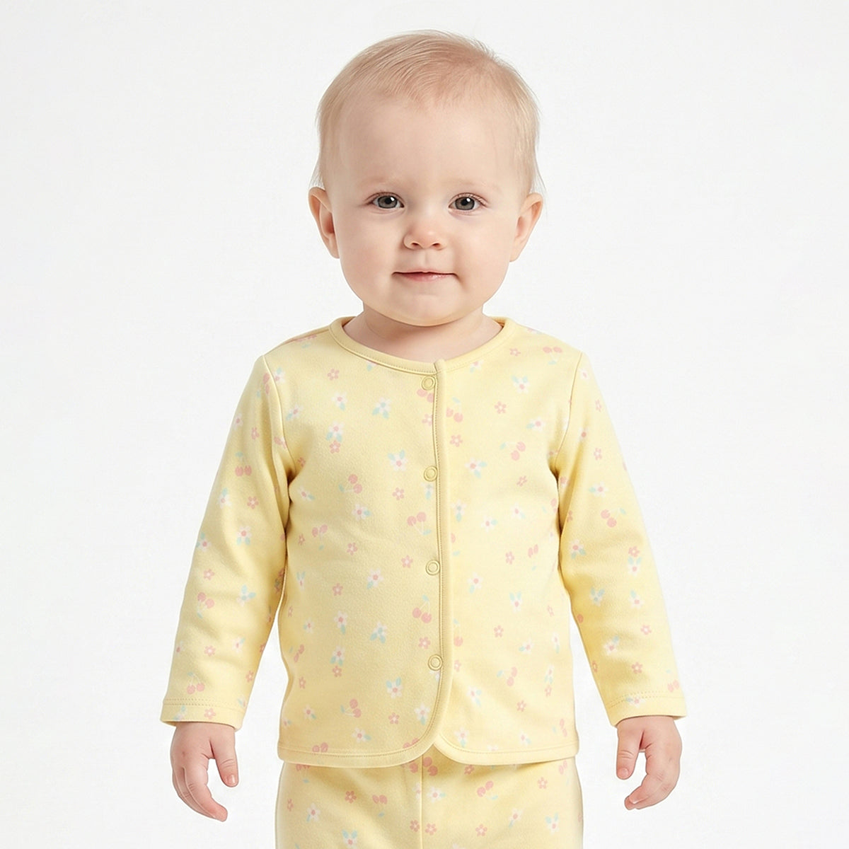 Baby Girls Blue and Yellow Cotton Front Open Vest Pack of 2 Regular Fit.