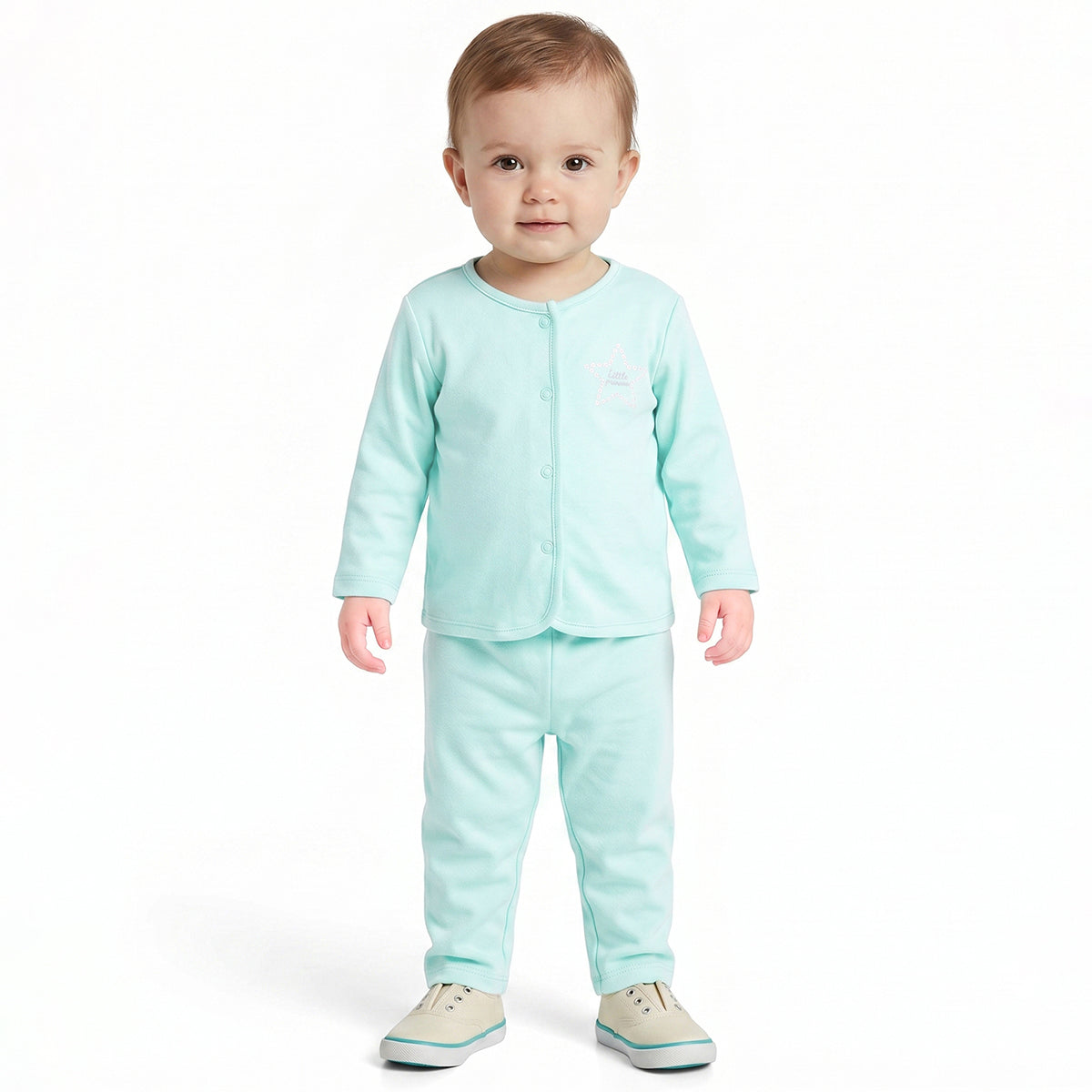 Baby Girls Blue and Yellow Cotton Front Open Vest Pack of 2 Regular Fit.