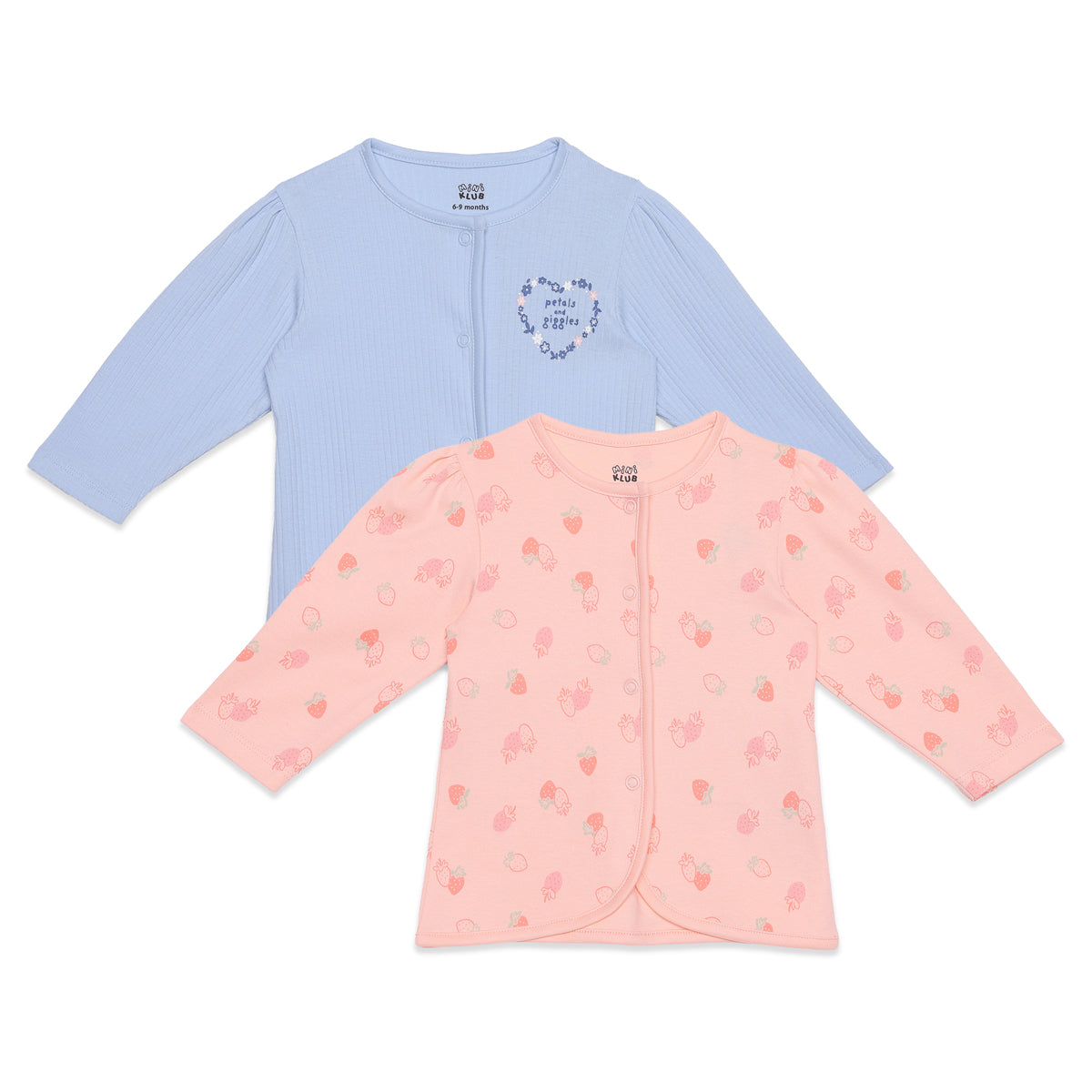 Baby Girls Blue and Peach Cotton Front Open Vests Pack of 2 Regular Fit Casual Wear