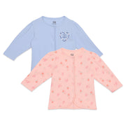 Baby Girls Blue and Peach Cotton Front Open Vests Pack of 2 Regular Fit Casual Wear