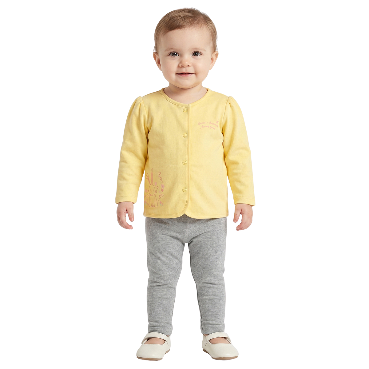 Baby Girls Yellow and Peach Cotton Front Open Vest Pack of 2 Regular
