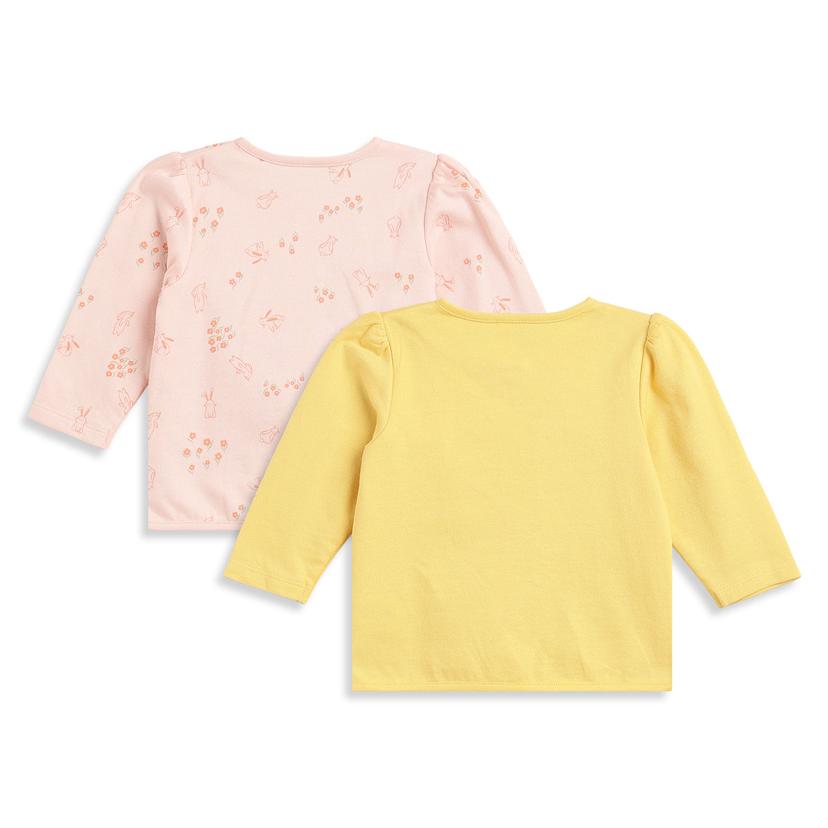 Baby Girls Yellow and Peach Cotton Front Open Vest Pack of 2 Regular Fit