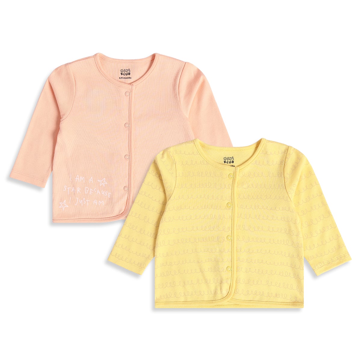 Baby Girls Peach and Yellow Cotton Vests Pack of 2 Regular Fit Casual Baby Vests