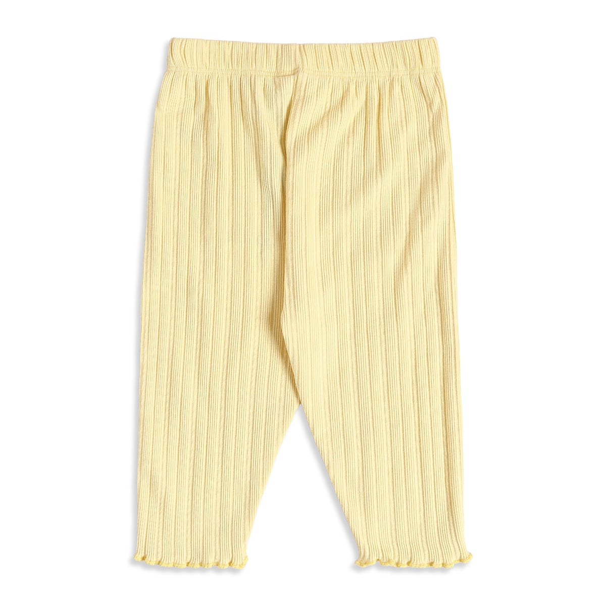 Baby Girls Off-White And Yellow Cotton Star Printed And Ribbed Knit Bottoms Pack Of 2 Regular Fit Casual Wear