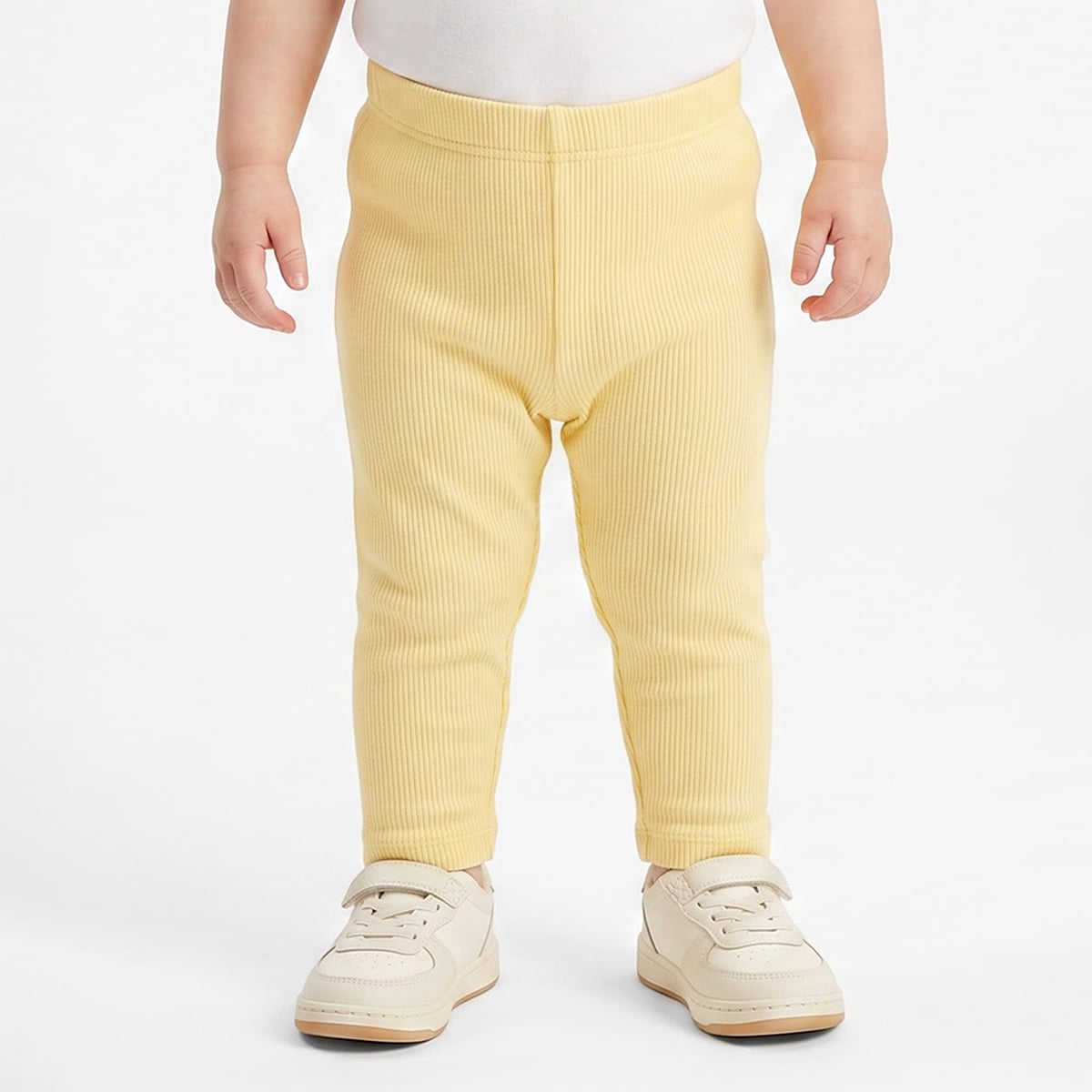 Baby Girls Yellow Cream And Mint Cotton Leggings Pack Of 2 Regular Fit Casual Wear