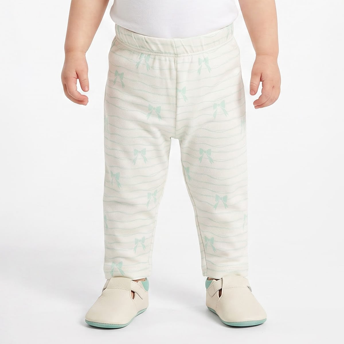 Baby Girls Yellow Cream And Mint Cotton Leggings Pack Of 2 Regular Fit Casual Wear