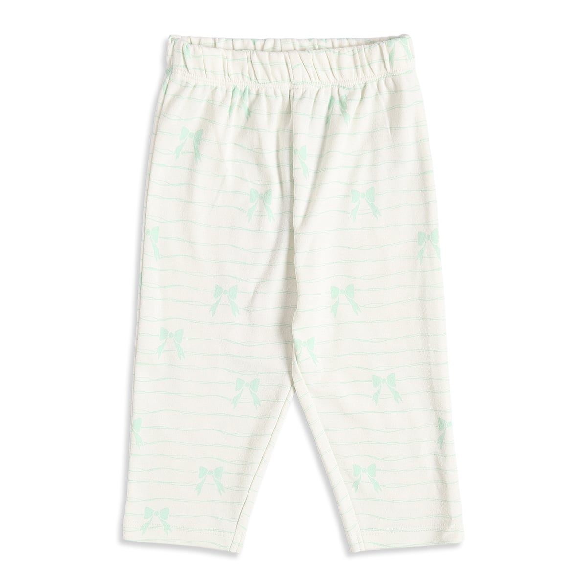 Baby Girls Yellow Cream And Mint Cotton Leggings Pack Of 2 Regular Fit Casual Wear