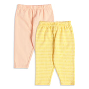 Baby Girls Peach and Yellow Cotton Knit Pants Pack of 2 Regular Fit Casual Kids Bottoms