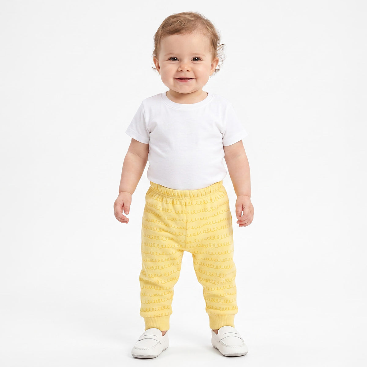 Baby Girls Peach and Yellow Cotton Knit Pants Pack of 2 Regular Fit Casual Kids Bottoms