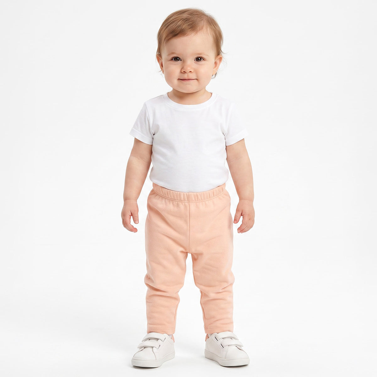 Baby Girls Peach and Yellow Cotton Knit Pants Pack of 2 Regular Fit Casual Kids Bottoms