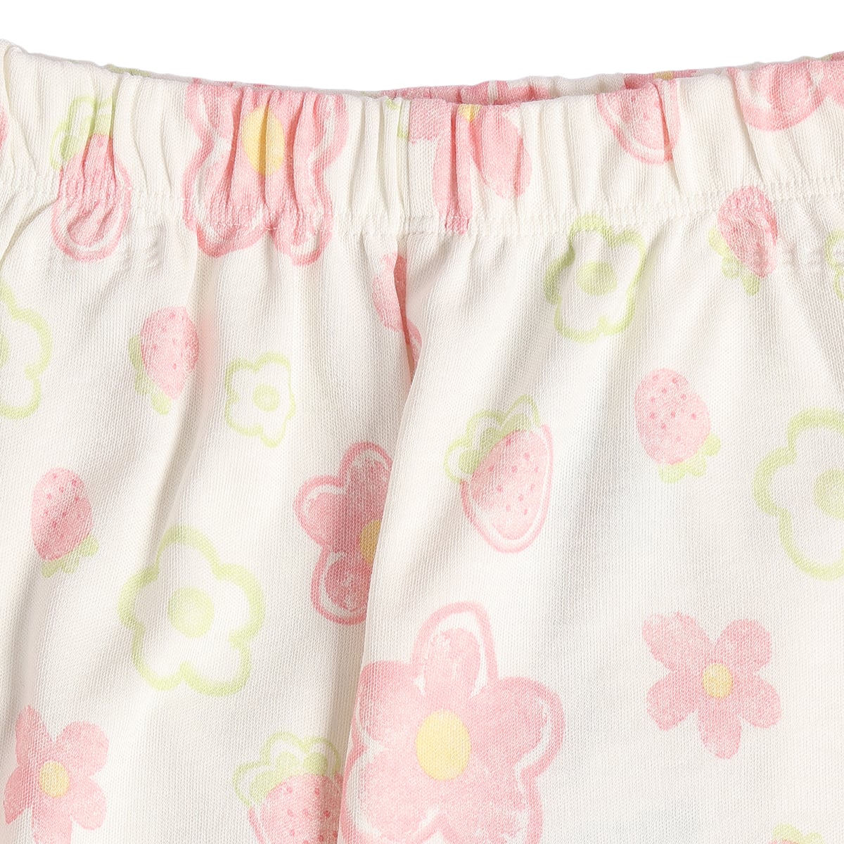 Baby Girls Yellow and White Strawberry Floral Cotton Knit Pants Pack of 2 Casual Wear