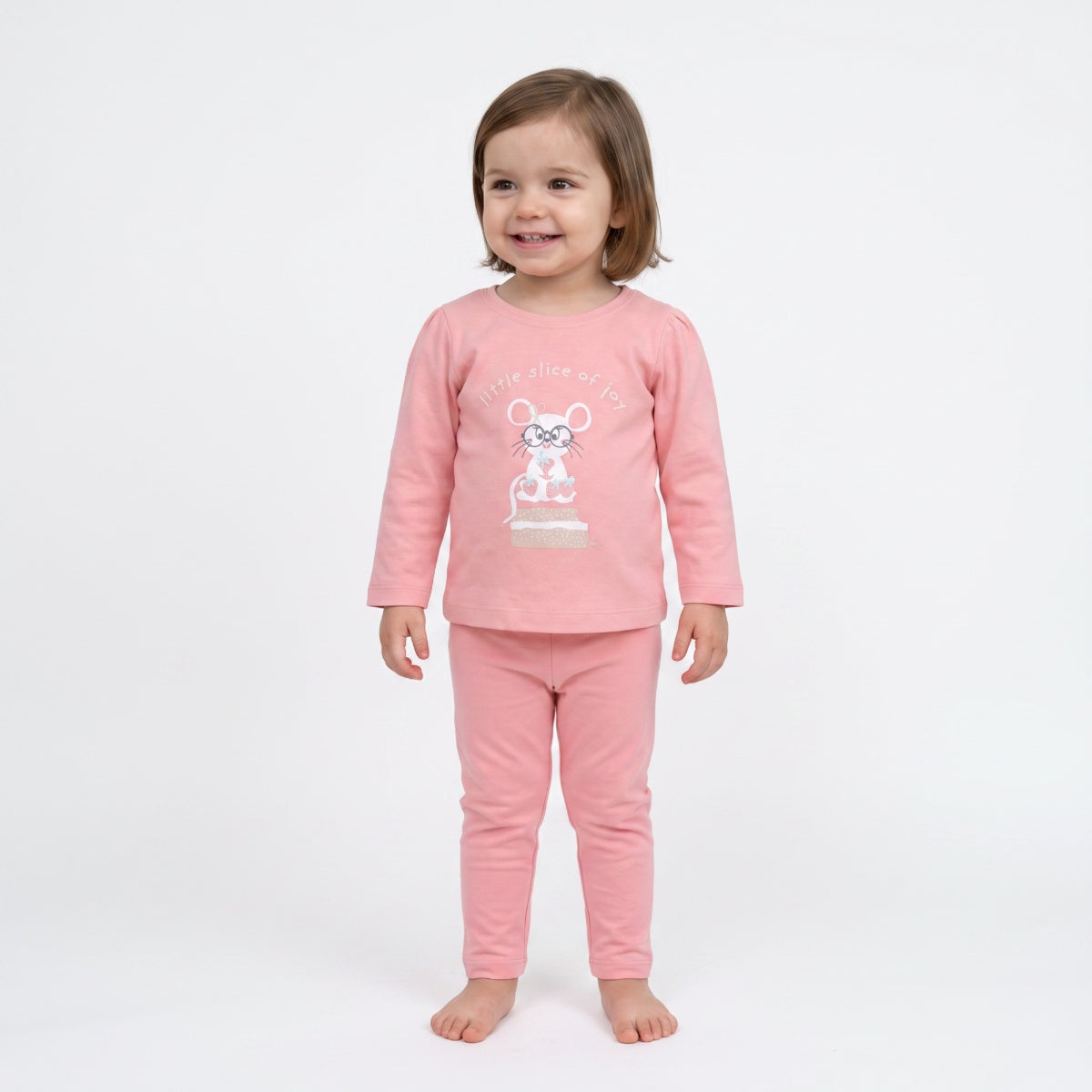 Baby Girls Pink and Off White Cotton Leggings Pack of 2 Regular Fit Casual Kids Leggings