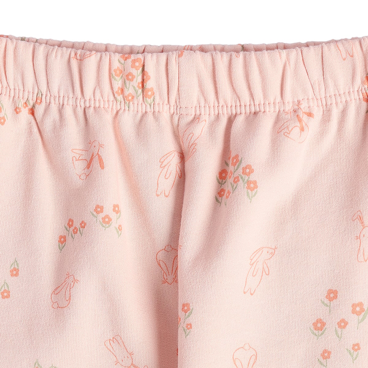 Baby Girls Pink Bunny Print and Light Green Cotton Knit Pants Pack of 2 Casual Wear