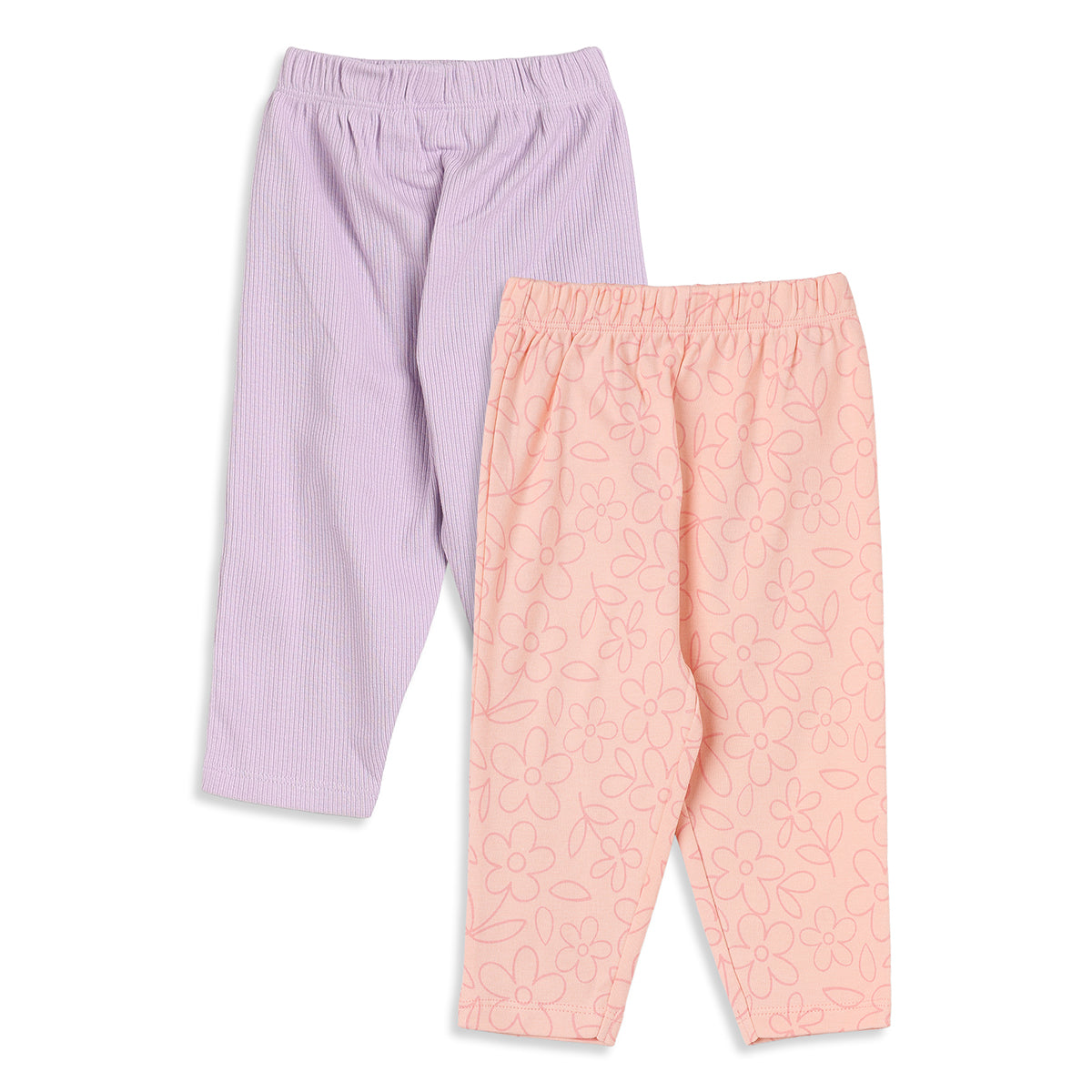 Baby Girls Lilac & Peach Knit Bottoms Pack of 2 Regular Fit Casual Wear