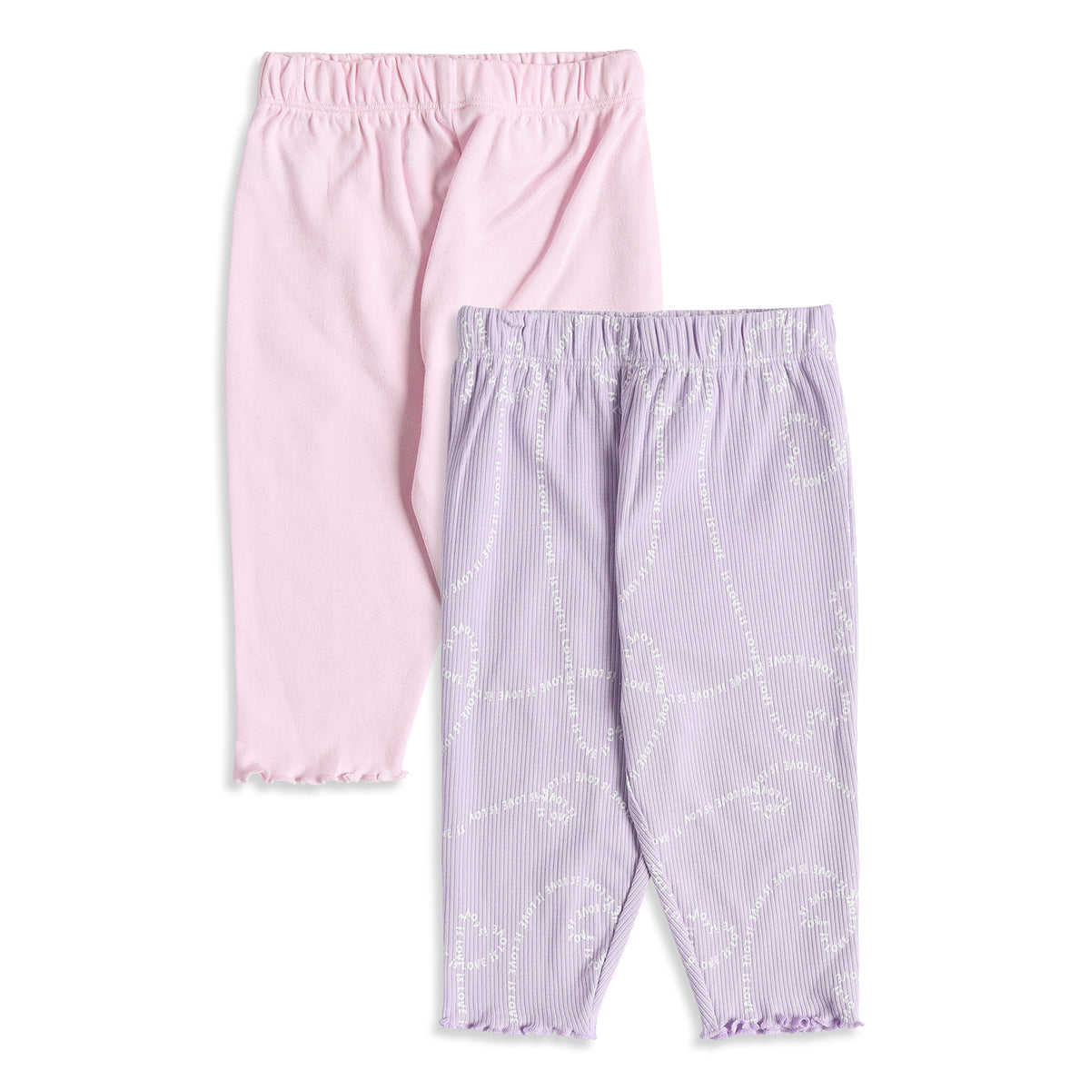 Baby Girls Pink and Purple Cotton Knit Bottom Pack of 2 Regular Fit Casual Bottom