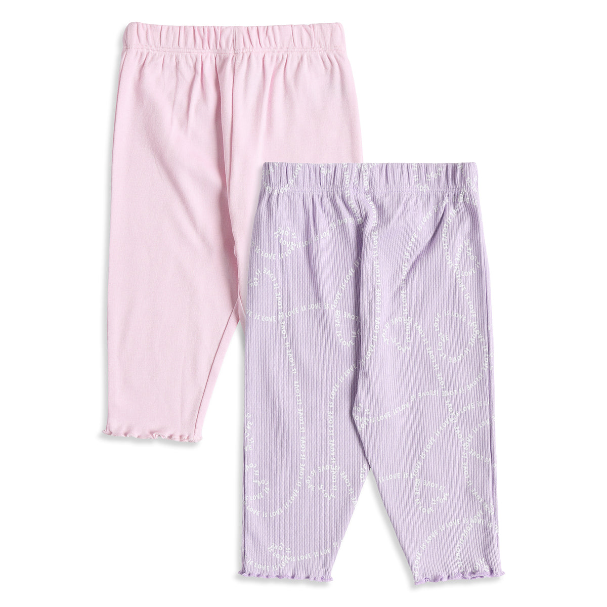Baby Girls Pink and Purple Cotton Knit Bottom Pack of 2 Regular Fit Casual Bottom