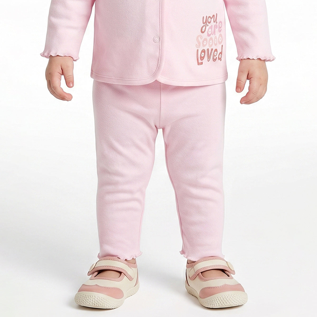 Baby Girls Pink and Purple Cotton Knit Bottom Pack of 2 Regular Fit Casual Bottom