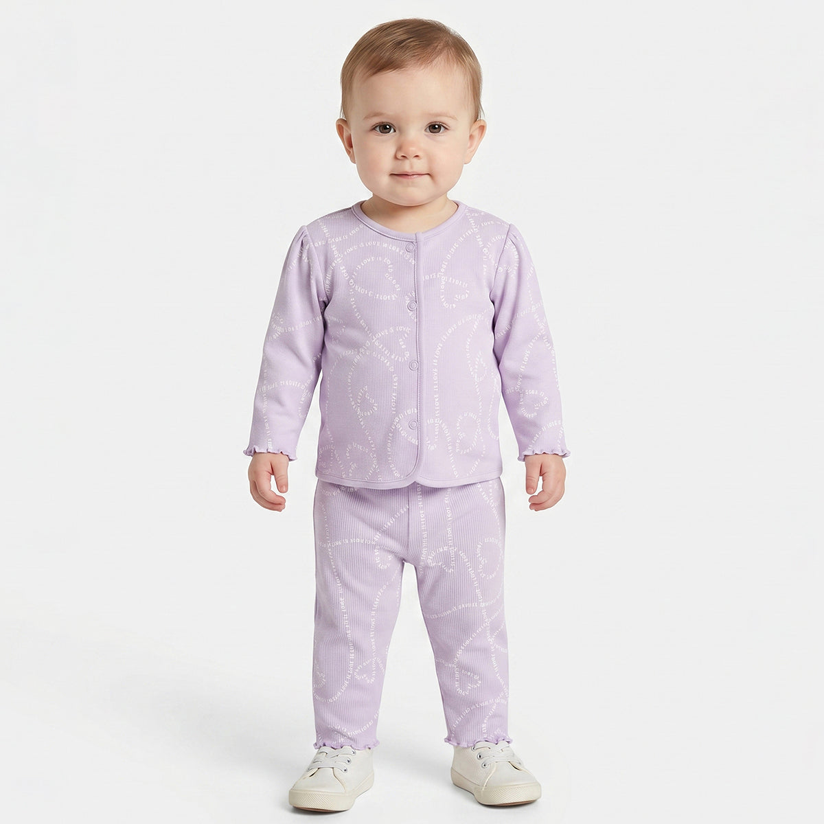 Baby Girls Pink and Purple Cotton Knit Bottom Pack of 2 Regular Fit Casual Bottom