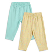 Baby Girls Blue and Yellow Cotton Knit Bottom Pack of 2 Regular Fit.