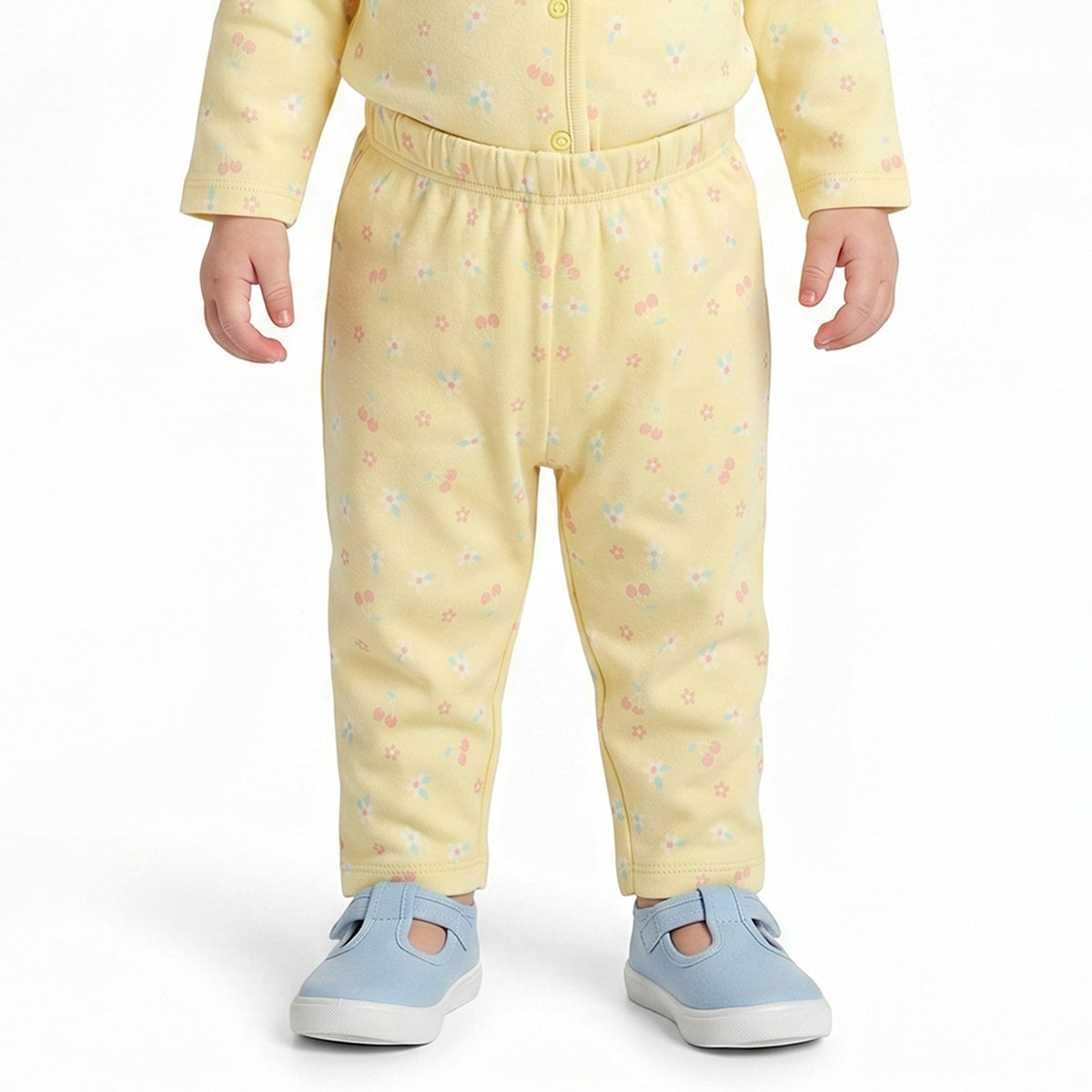Baby Girls Blue and Yellow Cotton Knit Bottom Pack of 2 Regular Fit.