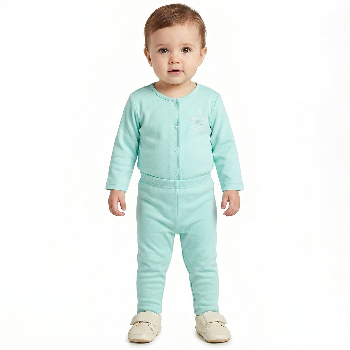 Baby Girls Blue and Yellow Cotton Knit Bottom Pack of 2 Regular Fit.