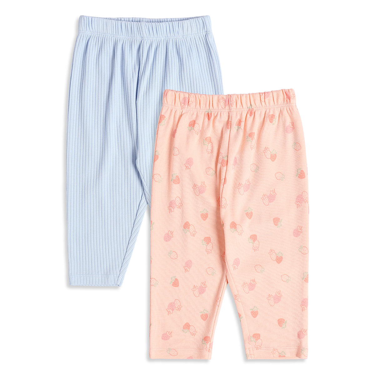 Baby Girls Blue and Peach Cotton Jogger Pants Pack of 2 Regular Fit Casual Kids Pants